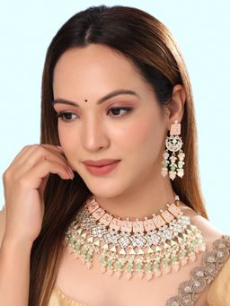 Yellow Chimes - Gold-Plated Kundan-Studded & Beaded Necklace & Earrings