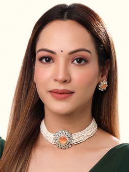 Yellow Chimes - Gold Plated Kundan Jewellery Set