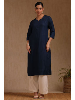 Soch - Women Navy Blue Viscose Embroidered Kurta with Thread Work