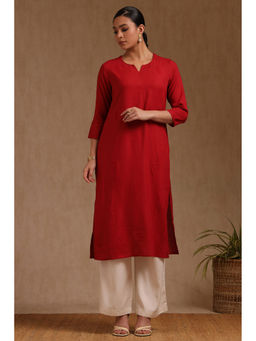 Soch - Women Red Viscose Embroidered Kurta with Thread Work