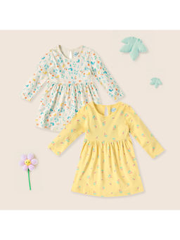 Nautinati - Infant Floral Print Soft Cotton Frocks (Pack of 2)