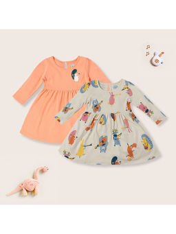 Nautinati - Infant All Over Print Soft Cotton Frocks (Pack of 2)