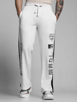 Jack & Jones - Men White Regular Fit Typography Printed Trackpant