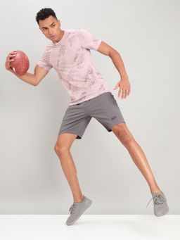 Technosport - Men Purple Jacquard Slim Fit Round Neck Sports T-Shirt with Double Cool