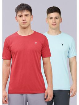 Technosport - Men Multi-Color Solid Slim Fit Round Neck Sports T-Shirt with Techno Cool+