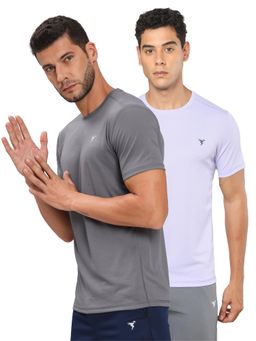 Technosport - Men Multi-Color Solid Slim Fit Round Neck Sports T-Shirt with Techno Cool+