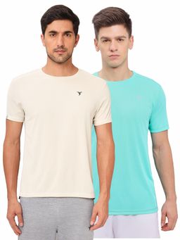 Technosport - Men Multi-Color Solid Slim Fit Round Neck Sports T-Shirt with Techno Cool+