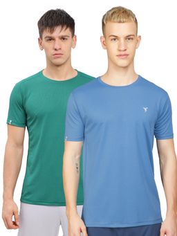 Technosport - Men Multi-Color Solid Slim Fit Round Neck Sports T-Shirt with Techno Cool+