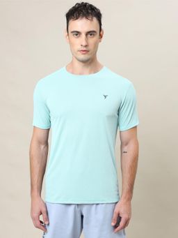 Technosport - Men Blue Solid Slim Fit Round Neck Sports T-Shirt with Technocool+