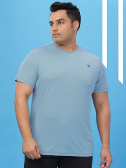 Technosport - Men Blue Solid Slim Fit Round Neck Sports T-Shirt with Technocool+