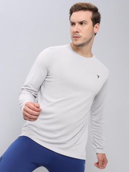 Technosport - Men White Solid Slim Fit Round Neck Sports T-Shirt with Technocool+