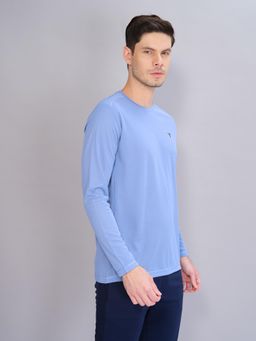 Technosport - Men Blue Solid Slim Fit Round Neck Sports T-Shirt with Technocool+
