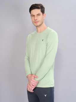 Technosport - Men Green Solid Slim Fit Round Neck Sports T-Shirt with Technocool+