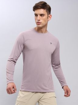 Technosport - Men Purple Solid Slim Fit Round Neck Sports T-Shirt with Technocool+