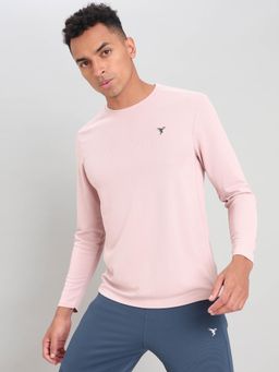 Technosport - Men Pink Solid Slim Fit Round Neck Sports T-Shirt with Technocool+
