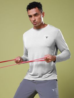 Technosport - Men Off White Solid Slim Fit Round Neck Sports T-Shirt with Technocool+