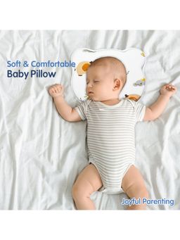 Hopop - White Cotton Printed Pillow (0-3 Months)