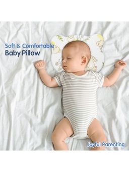 Hopop - White Cotton Printed Pillow (0-3 Months)