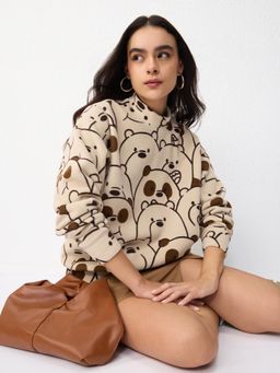 The Souled Store - Be The Bear Women Beige Oversized Sweatshirt