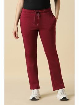 Allen Solly - Women Maroon Solid Casual Pant