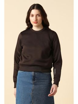 Allen Solly - Women Brown Solid Round Neck Sweatshirt