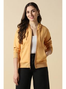 Allen Solly - Women Yellow Solid Hooded Neck Hoodie