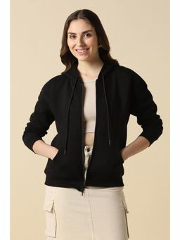 Allen Solly - Women Black Solid Hooded Neck Hoodie