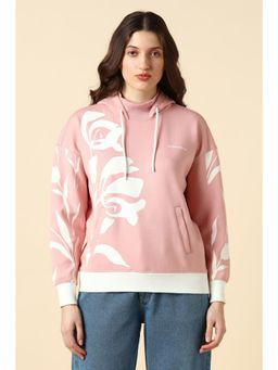 Allen Solly - Women Pink Print Hooded Neck Hoodie