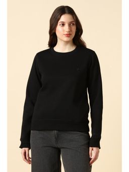 Allen Solly - Women Black Solid Round Neck Sweatshirt