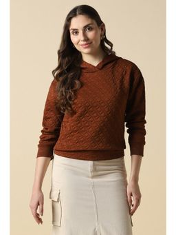 Allen Solly - Women Brown Textured Hooded Neck Hoodie