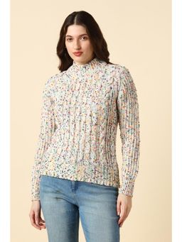 Allen Solly - Women Multi-Color Textured High Neck Casual Sweater