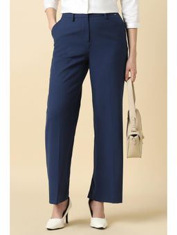 Allen Solly - Women Navy Blue Solid Formal Trouser