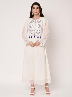 AMAGYAA - White Embroidered Noor Dress