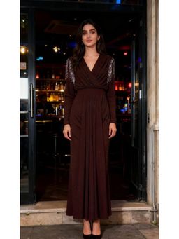 MISS MOSA BY AKANKSHA - Wine Patsy Embellished Party Maxi Dress