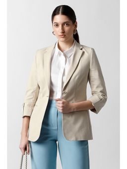 Van Heusen - Women Beige Solid Blazer