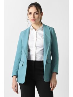 Van Heusen - Women Light Blue Solid Blazer