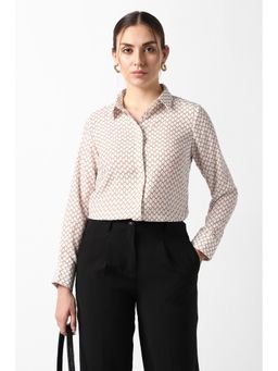 Van Heusen - Women Beige Print Long Sleeves Formal Shirt