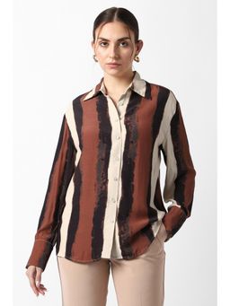 Van Heusen - Women Brown Striped Long Sleeves Formal Shirt