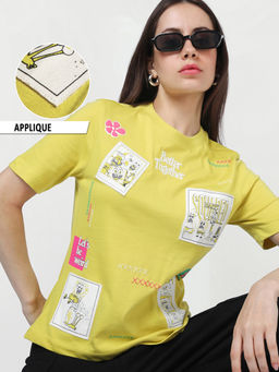 Bewakoof - Women Yellow Applique T-shirt