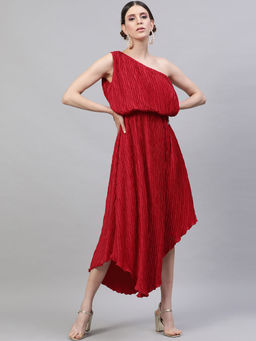 STREET 9 - Red Crushed Pleat Dress