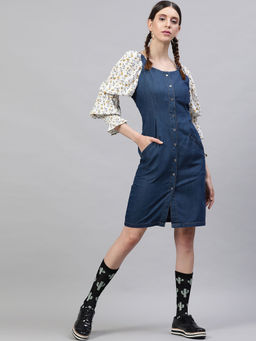 STREET 9 - Blue Denim Front Open Dress