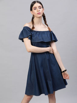 STREET 9 - Blue Denim Flounce Dress