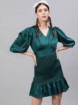 STREET 9 - Green Satin Dress