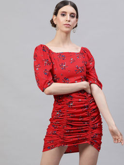 STREET 9 - Red Ruched Dress