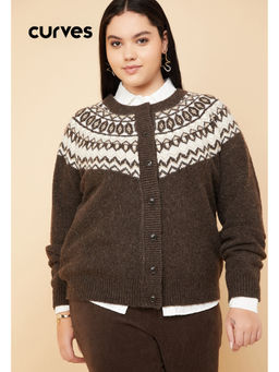 max - Women Brown Knit Cardigan