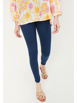max - Women Navy Blue Solid Ankle-Length Leggings