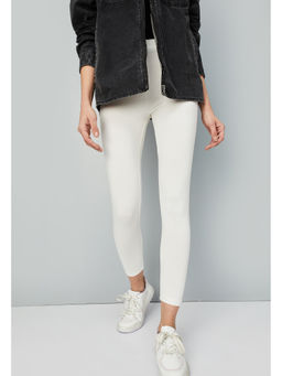 max - Women White Solid Leggings