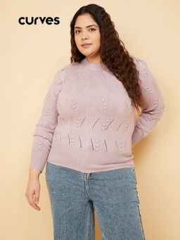 max - Women Lavender Knit Sweater