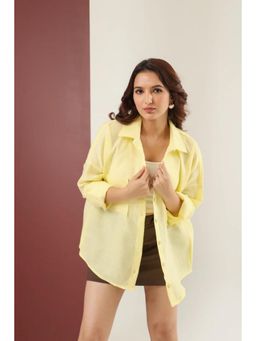 Sugnaa - Women Yellow Relaxed Semi Sheer Casual Shirt
