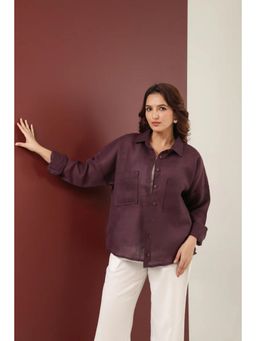 Sugnaa - Women Purple Relaxed Semi Sheer Casual Shirt